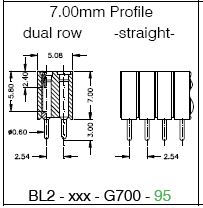  BARETTE FEMELLE JUMBO PAS 2.54 2X36P DROIT