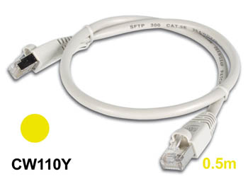  CORDON PATCH FTP, BLINDE RJ45, CAT 5E (100Mbps), 0.5m, JAUNE