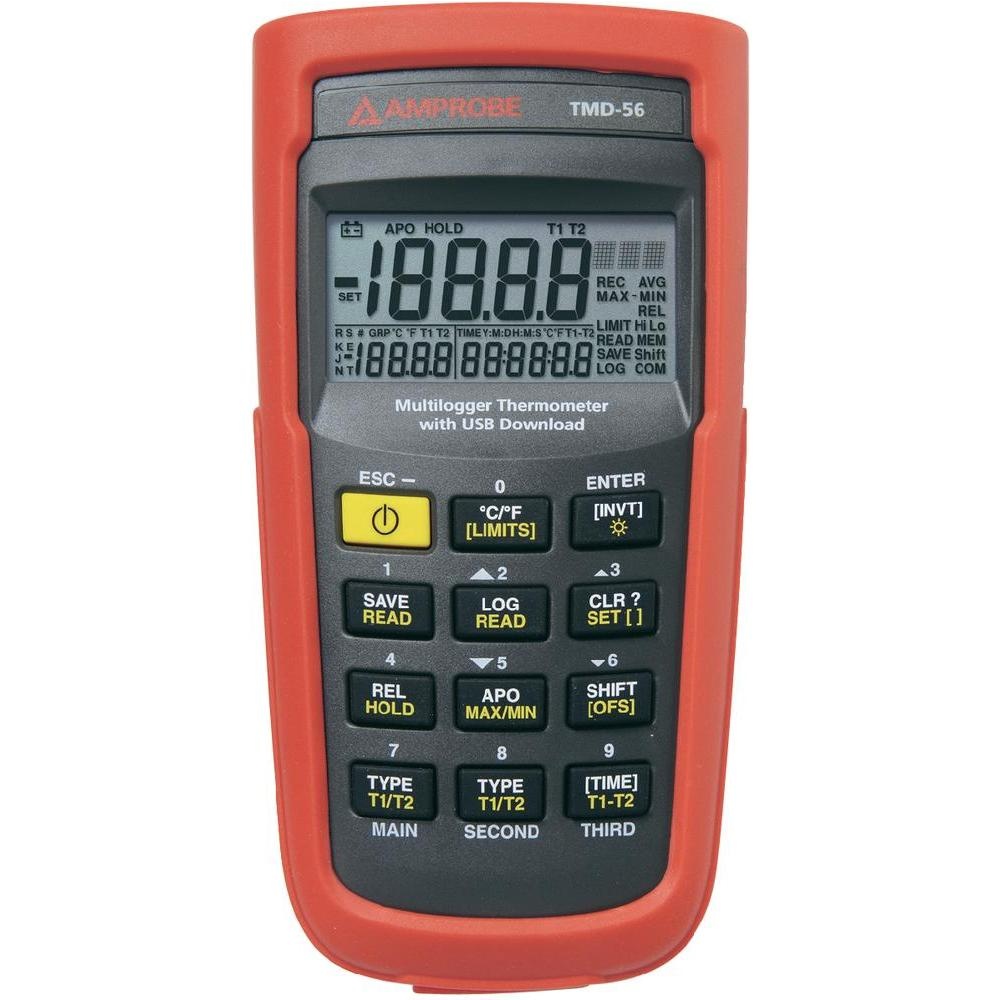TMD-56 Thermomètre numérique pour 2 sondes (type K/J), USB, -180 à 135