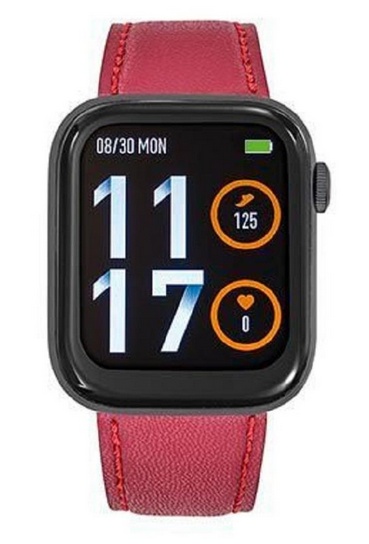 Montre TEKDAY connectée cuir pomme bracelet bordeaux cadran noir