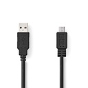 Câble USB | USB 2.0 | USB-A Mâle | USB Micro-B mâle | 480 Mbps | Plaqué nickel | 2.00 m | Rond | PVC | Noir | Boîte
