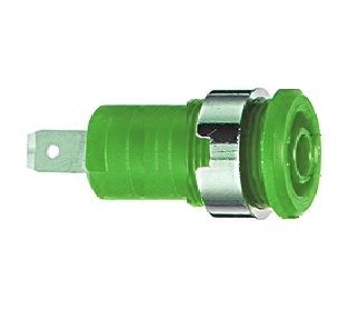 douille sécu rac.faston 6.35 V.industrie jaune/verte