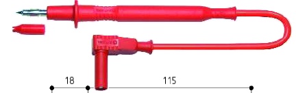c.PT d2+f.sécu coudée IEC d4 PVC1.00mm² Lg 100 cm rouge