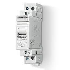 Télérupteur modulaire interrupteur unipolaire 1NO 16A 12V AC, bouton test et indicateur mécanique, matériau des contacts AgSnO2