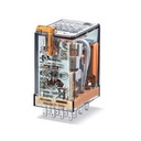 Relais industriel, 4RT 7A 12V DC, matériau des contacts AgNi, avec bouton test + LED + diode et indicateur mécanique, embrochabl