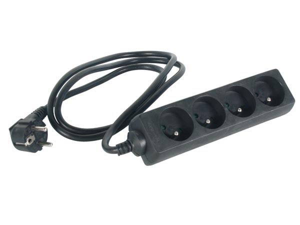EB4BLN BLOC MULTIPRISE, 4 PRISES - CÂBLE DE 1.5 m - NOIR - TERRE FRANÇAISE