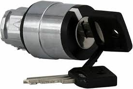 Harmony XB4 - tête de bouton tournant - à clé n°455 - noir - Ø22 - collerette dépassante - métal noir - 3 positions - rappel au 