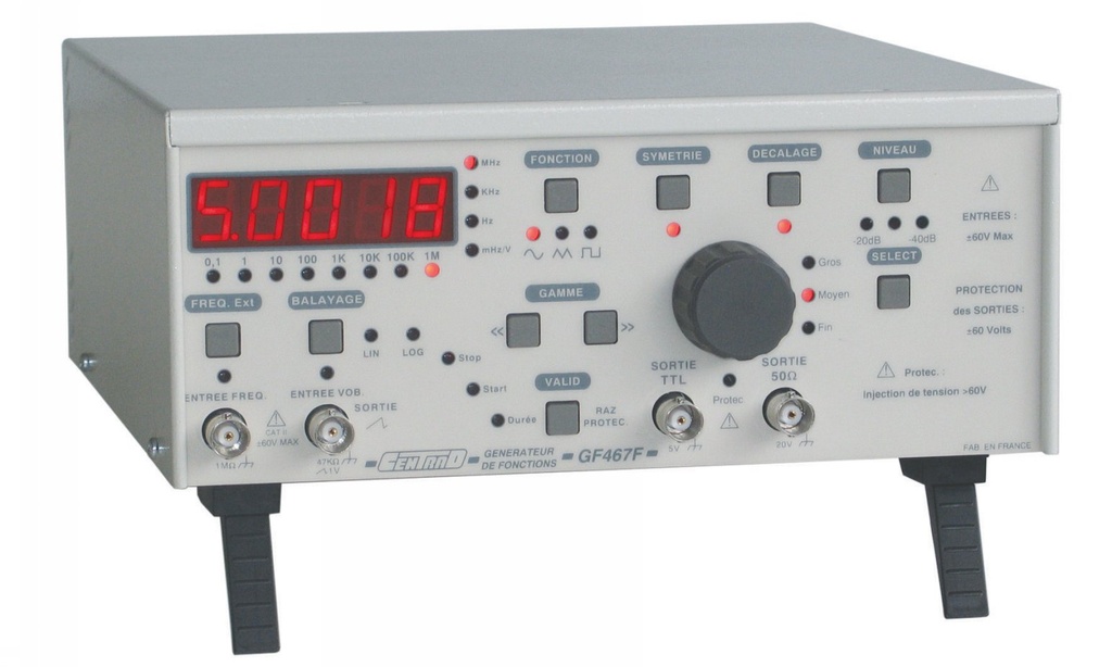 Generateur avec ampli 15W freq. 0,01Hz a 5Mhz, Cmos, USB et LAN option ; RS232 labView standard, protege