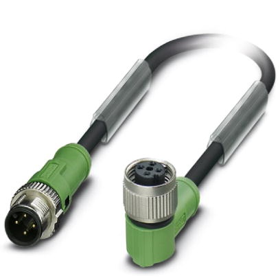 Câbles pour capteurs/actionneurs, 4-pôles, PUR exempt d'halogène, gris-noir RAL 7021, Connecteur droite  M12 SPEEDCON, détrompag