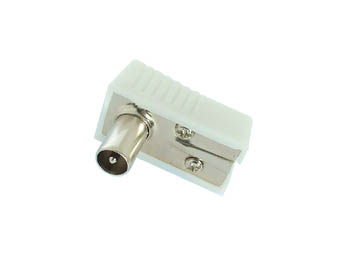 FICHE COAX MALE COUDEE 9.5mm/2.3mm - BLANC