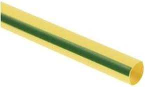 Gaine thermorétractable à paroi fine, barre de 1 m, rétreint 2:1, diam. 4,8/2,4 mm, vert/jaune. Polyoléfine réticulée, RoHS 2, s