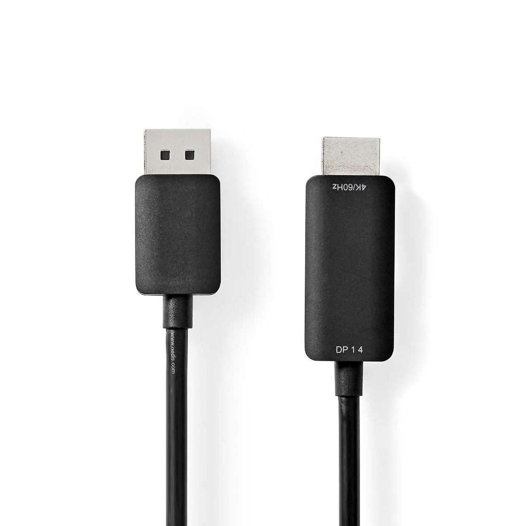 Câble Display Port | DisplayPort Mâle | HDMI Connecteur | 4K@60Hz | Plaqué nickel | 2.00 m | Rond | PVC | Noir | Sac en Plastiq
