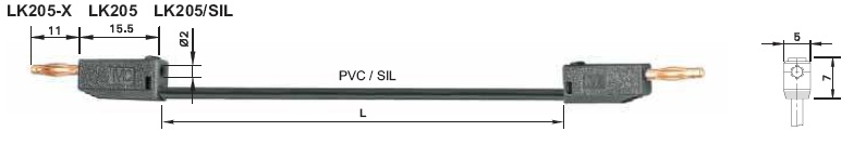 Cordon de liaison 2 mm 30 cm rouge LK205-X