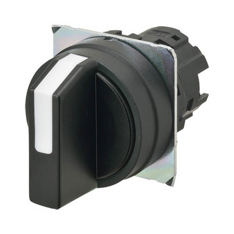 Bouton poussoir A22NZ Ø22, 3 positions, Non lumineux, lentille plastique, Manuel, Couleur Noir