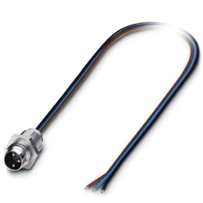 Connecteur mâle encastrable pour capteurs/actionneurs, 3 pôles, M8, montage vissé/sur face avant, filetage M8, cordon TPE de 0,5