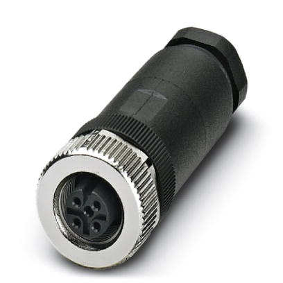 1681486 Connecteur pour capteurs/actionneurs, connecteur femelle droit, 5 pôles, M12, détrompage A, raccordement vissé, molette métalliq