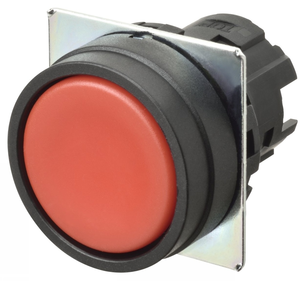 Bouton poussoir A22NZ Ø22, lentille plastique, Plat, Alterné, Couleur bouton Opaque Rouge,