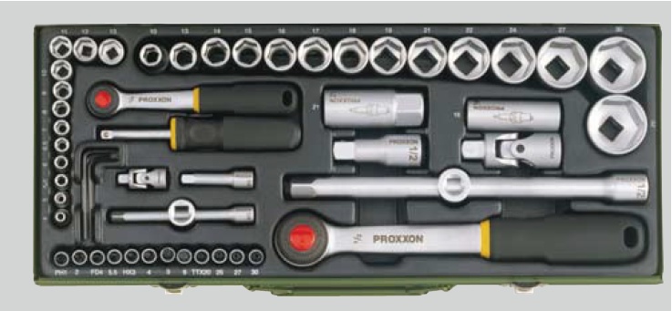 Coffret douilles complet avec cliquet 1/4'' et 1/2'' (56 pièces)