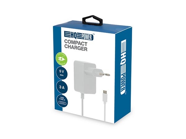 CHARGEUR COMPACT AVEC CONNEXION USB - 5 VCC - 3 A max. - 15 W. max. - TYPE C