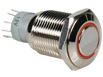 BOUTON-POUSSOIR MÉTALLIQUE ROND SPDT 1NO 1NC - ANNEAU ORANGE